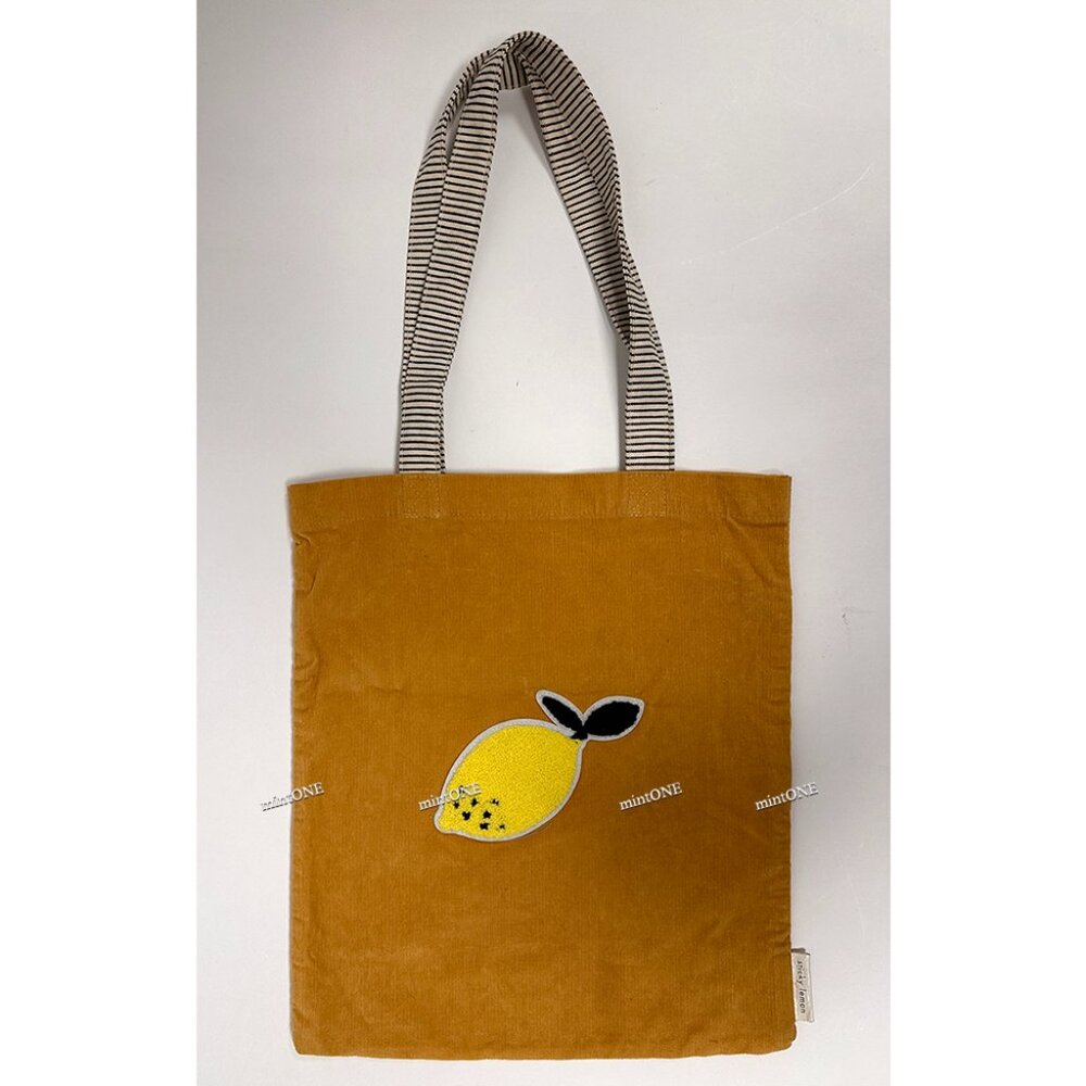Sticky Lemon mustard corduroy tote bag